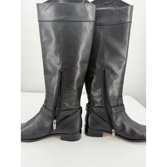 NWT Vince Camuto Ovarlym Black Leather Knee-High Riding Boots Size 6.5 - Picture 9 of 12